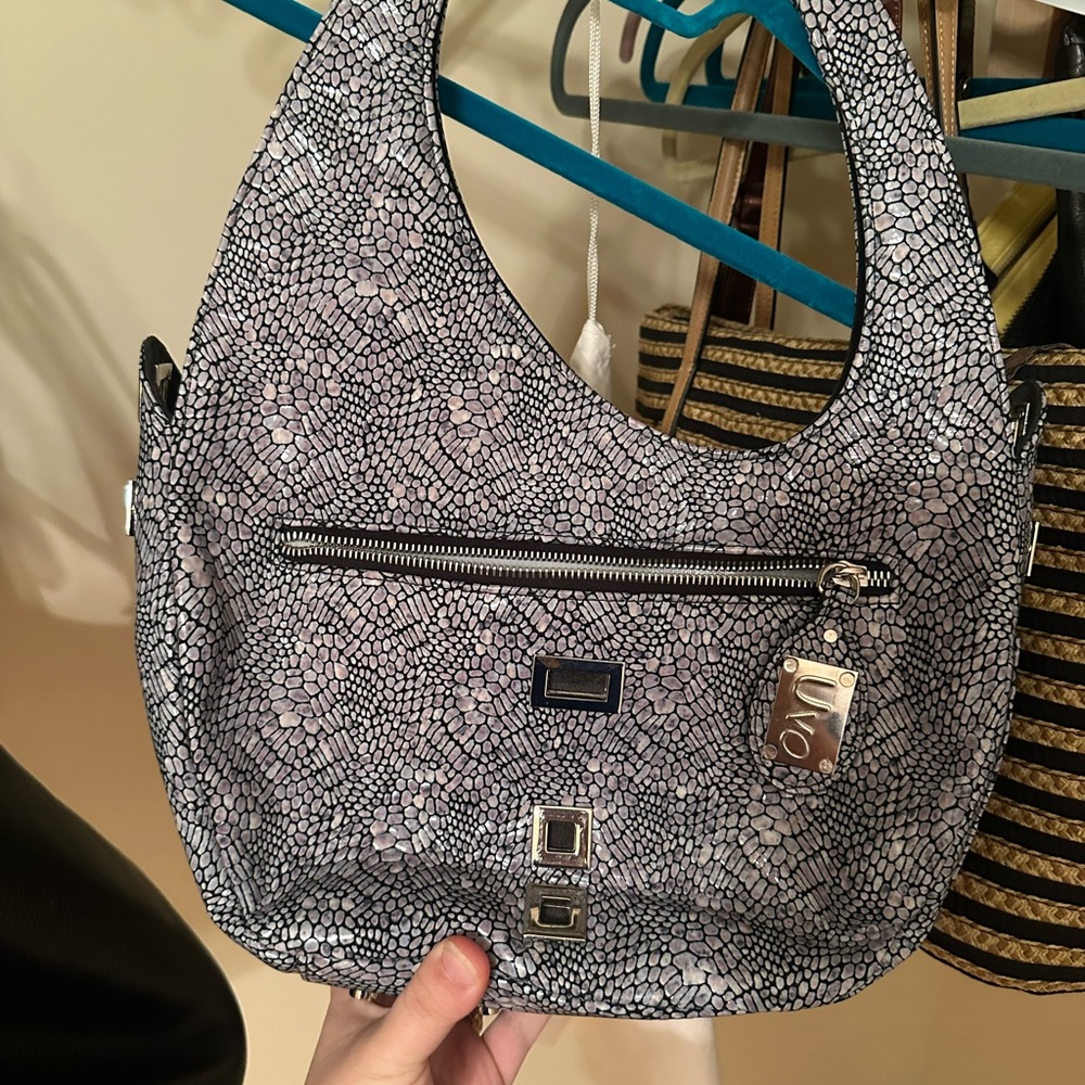 Black and Gray Crescent Hobo Bag with Sophisticated Design